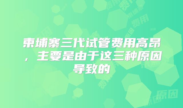 柬埔寨三代试管费用高昂,主要是由于这三种原因导致的