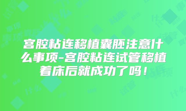 宫腔粘连移植囊胚注意什么事项-宫腔粘连试管移植着床后就成功了吗！