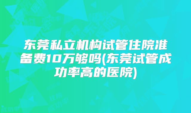 东莞私立机构试管住院准备费10万够吗(东莞试管成功率高的医院)