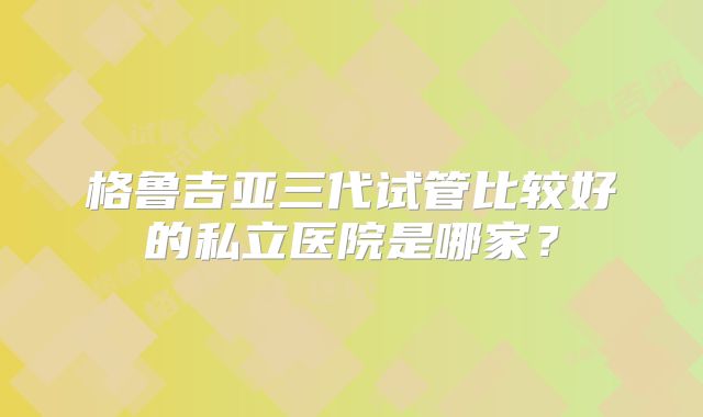 格鲁吉亚三代试管比较好的私立医院是哪家？