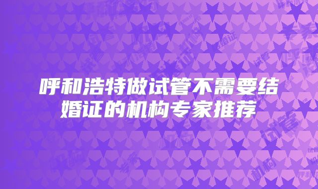 呼和浩特做试管不需要结婚证的机构专家推荐