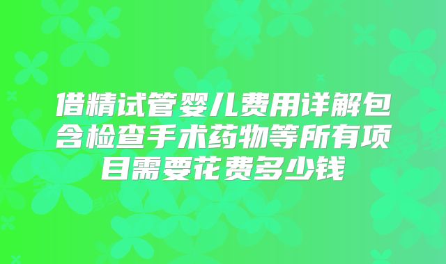 借精试管婴儿费用详解包含检查手术药物等所有项目需要花费多少钱