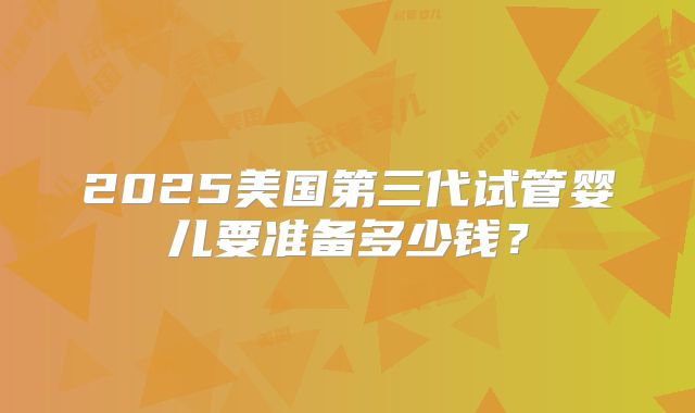 2025美国第三代试管婴儿要准备多少钱？