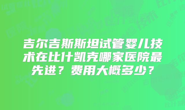 吉尔吉斯斯坦试管婴儿技术在比什凯克哪家医院最先进？费用大概多少？