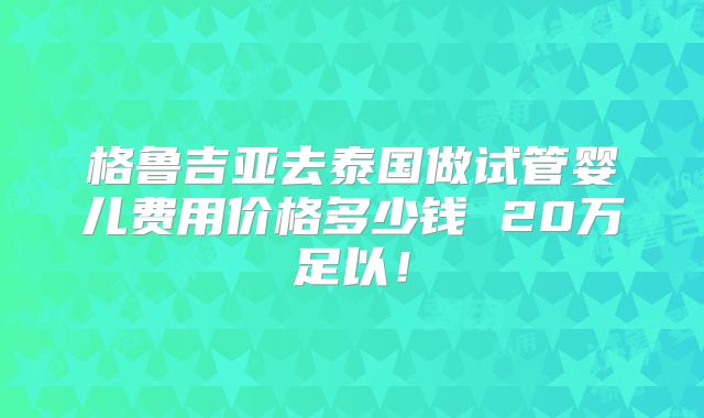 格鲁吉亚去泰国做试管婴儿费用价格多少钱 20万足以！
