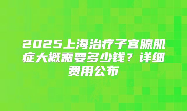 2025上海治疗子宫腺肌症大概需要多少钱？详细费用公布
