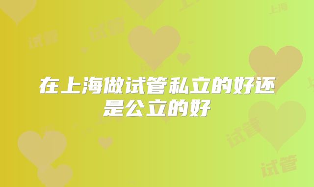在上海做试管私立的好还是公立的好