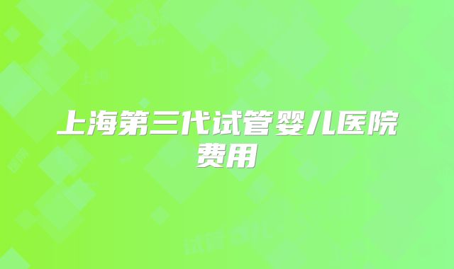 上海第三代试管婴儿医院费用