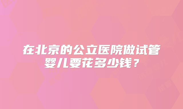 在北京的公立医院做试管婴儿要花多少钱？