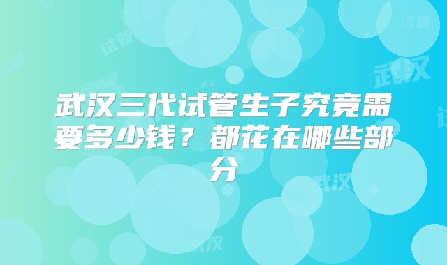 武汉三代试管生子究竟需要多少钱?都花在哪些部分