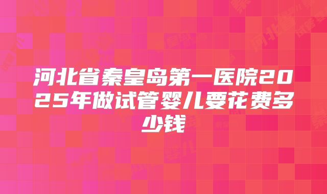 河北省秦皇岛第一医院2025年做试管婴儿要花费多少钱