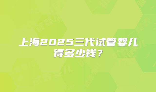 上海2025三代试管婴儿得多少钱？