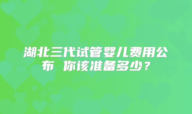 湖北三代试管婴儿费用公布 你该准备多少？