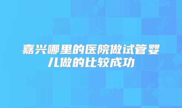 嘉兴哪里的医院做试管婴儿做的比较成功