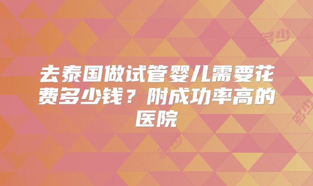 去泰国做试管婴儿需要花费多少钱？附成功率高的医院