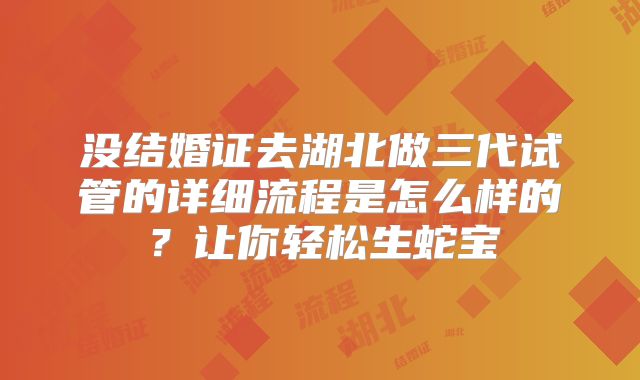 没结婚证去湖北做三代试管的详细流程是怎么样的?让你轻松生蛇宝