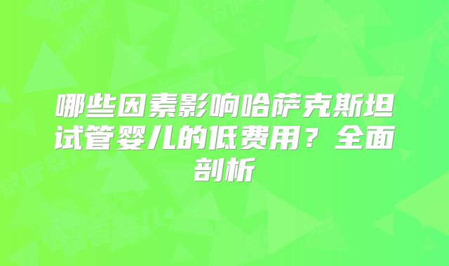 哪些因素影响哈萨克斯坦试管婴儿的低费用？全面剖析