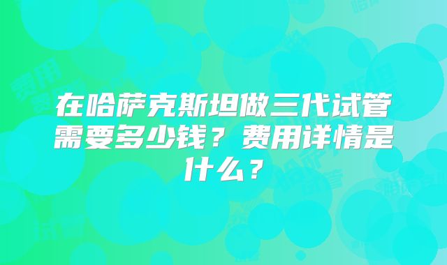 在哈萨克斯坦做三代试管需要多少钱？费用详情是什么？