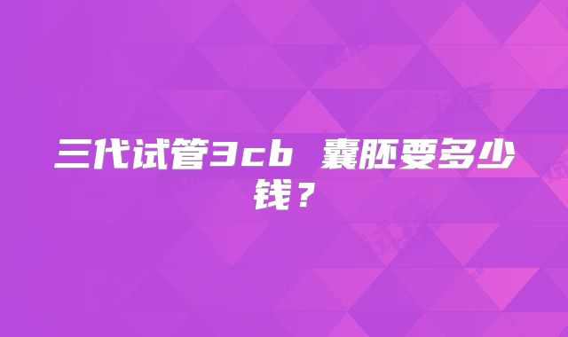 三代试管3cb 囊胚要多少钱？