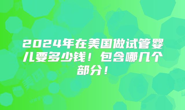 2024年在美国做试管婴儿要多少钱！包含哪几个部分！