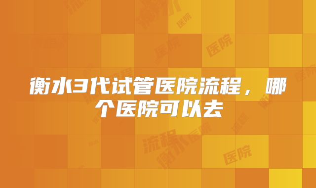 衡水3代试管医院流程,哪个医院可以去