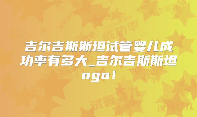 吉尔吉斯斯坦试管婴儿成功率有多大_吉尔吉斯斯坦ngo!