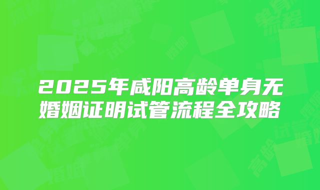 2025年咸阳高龄单身无婚姻证明试管流程全攻略