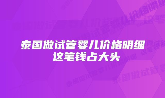 泰国做试管婴儿价格明细 这笔钱占大头