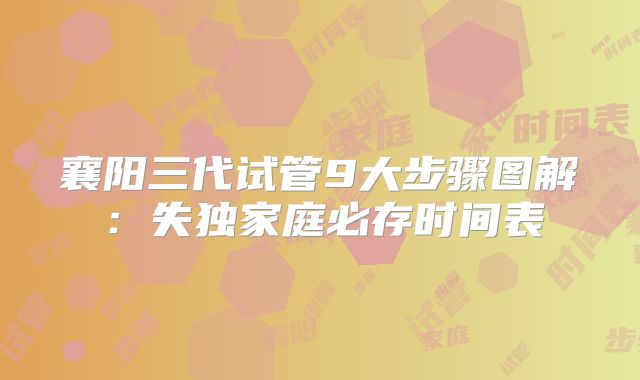 襄阳三代试管9大步骤图解：失独家庭必存时间表