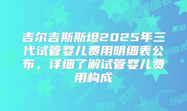 吉尔吉斯斯坦2025年三代试管婴儿费用明细表公布，详细了解试管婴儿费用构成
