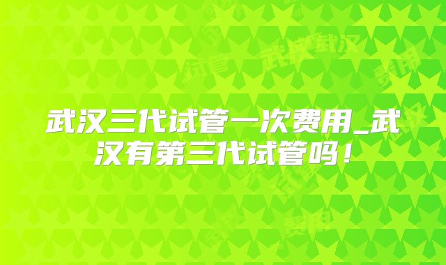 武汉三代试管一次费用_武汉有第三代试管吗！