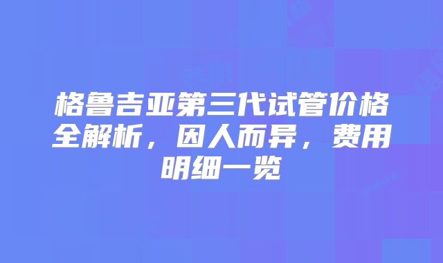 格鲁吉亚第三代试管价格全解析，因人而异，费用明细一览
