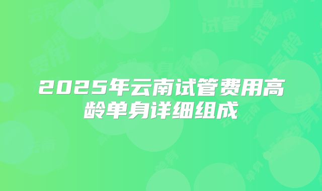 2025年云南试管费用高龄单身详细组成