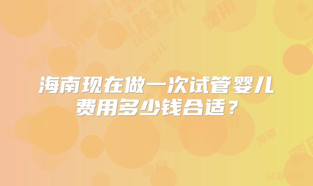 海南现在做一次试管婴儿费用多少钱合适？