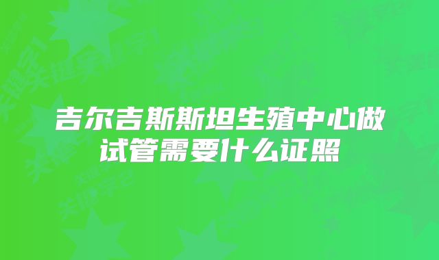 吉尔吉斯斯坦生殖中心做试管需要什么证照