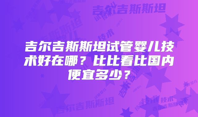 吉尔吉斯斯坦试管婴儿技术好在哪？比比看比国内便宜多少？