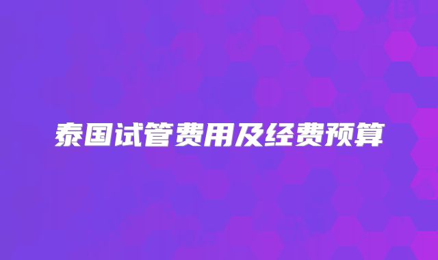 泰国试管费用及经费预算