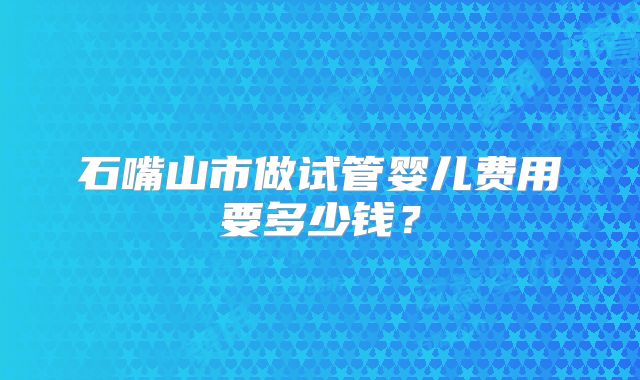 石嘴山市做试管婴儿费用要多少钱？