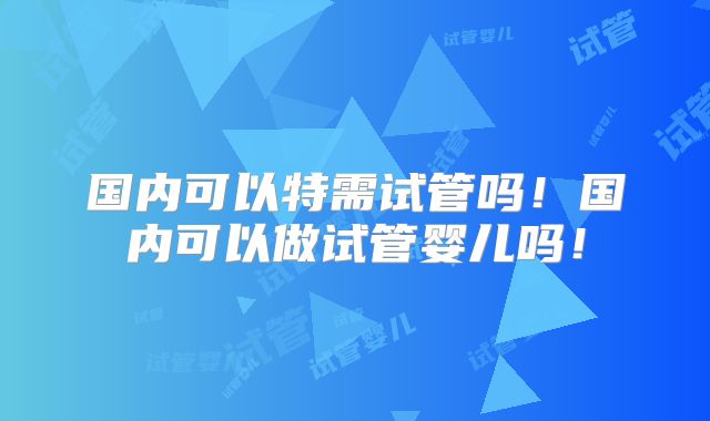国内可以特需试管吗！国内可以做试管婴儿吗！