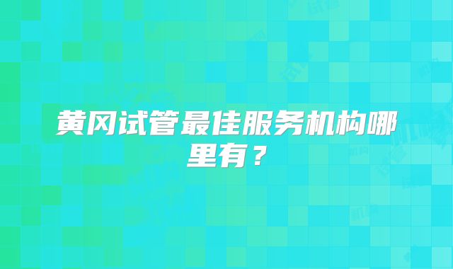 黄冈试管最佳服务机构哪里有？