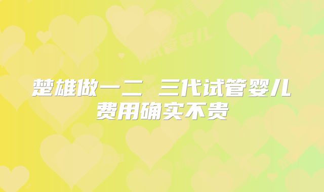 楚雄做一二 三代试管婴儿费用确实不贵