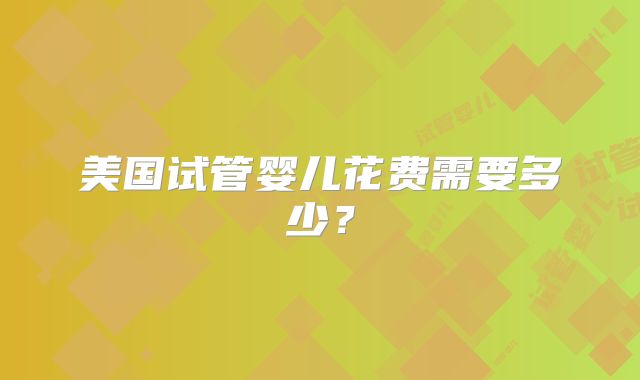 美国试管婴儿花费需要多少？