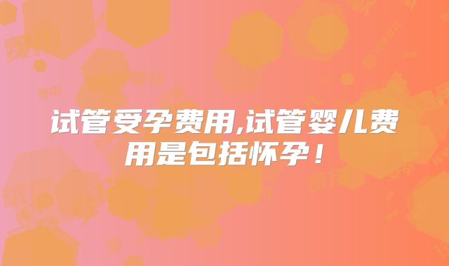 试管受孕费用,试管婴儿费用是包括怀孕！