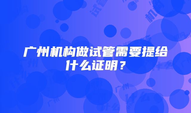广州机构做试管需要提给什么证明？