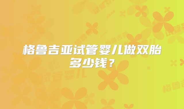 格鲁吉亚试管婴儿做双胎多少钱？