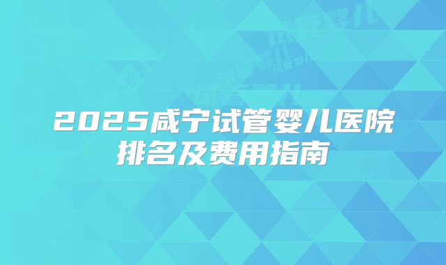 2025咸宁试管婴儿医院排名及费用指南