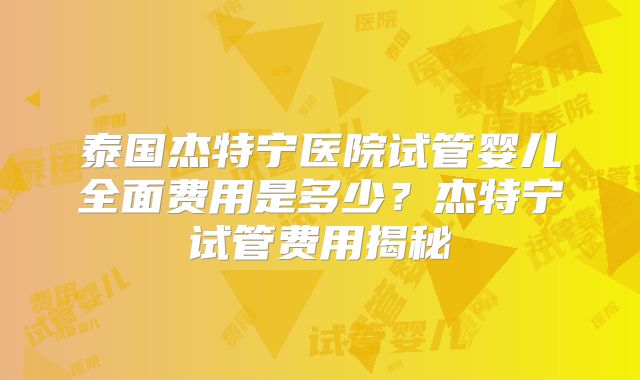 泰国杰特宁医院试管婴儿全面费用是多少？杰特宁试管费用揭秘