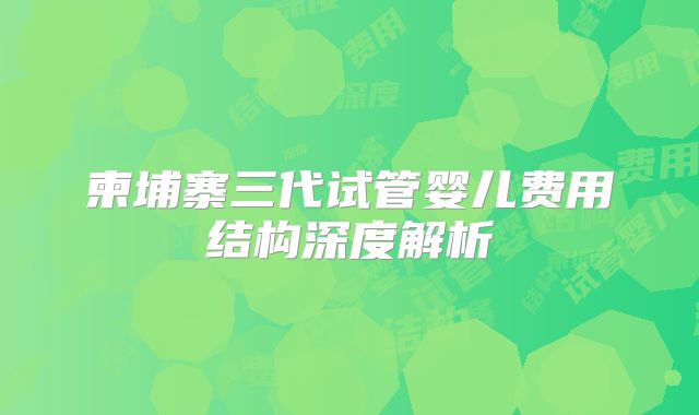 柬埔寨三代试管婴儿费用结构深度解析