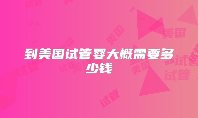 到美国试管婴大概需要多少钱