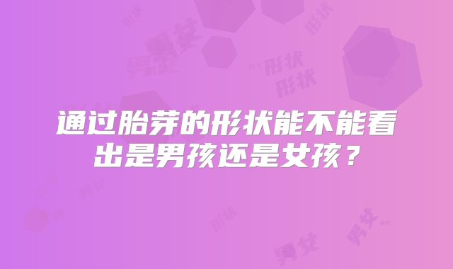 通过胎芽的形状能不能看出是男孩还是女孩?